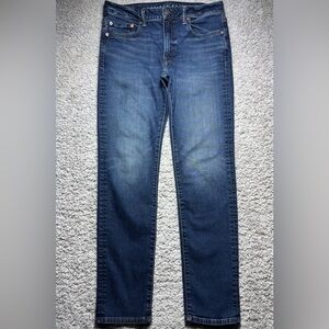 American Eagle Jeans Mens 32 x 34 Airflex Slim Straight Dark Wash Casual Denim